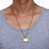 Triple Goddess Crescent Moon Necklace