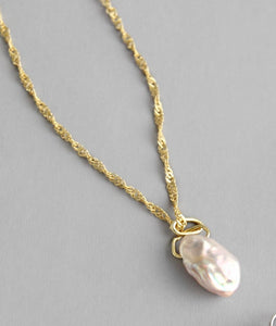 Water Ripple Chain Baroque Pearl Necklace