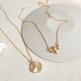 Bee and bee plate necklace